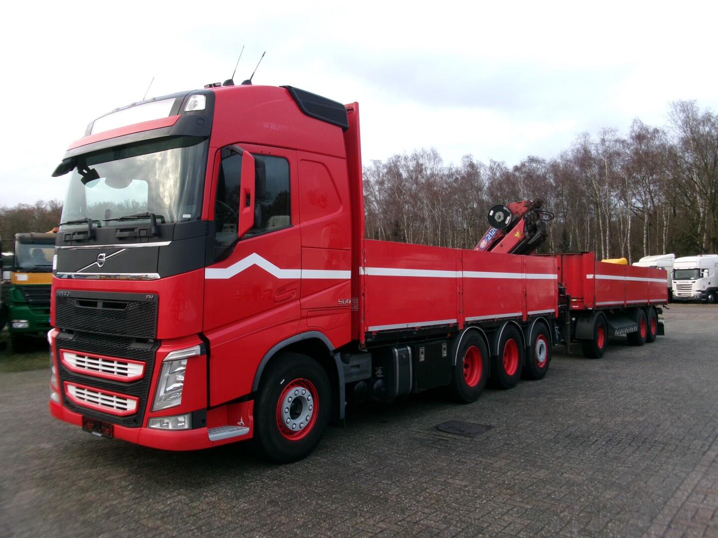 Volvo FH 500 8X4 + HMF 2120-K4 + drawbar trailer | Vrachtwagen | Open laadbak